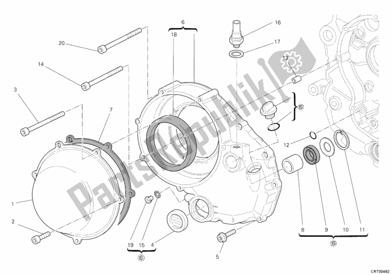Alle onderdelen voor de Koppelingsdeksel van de Ducati Hypermotard 1100 EVO SP 2011